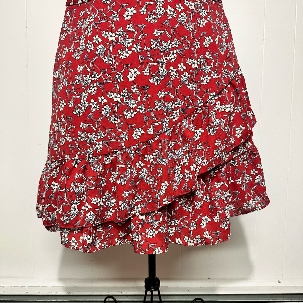 Banana Republic red floral mini skirt